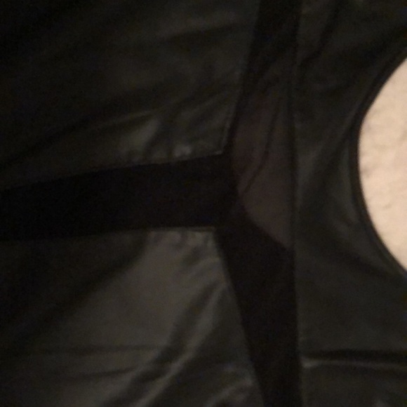 🔥Sexy Little Black Tank Dress Mesh Shiny Wet Faux Leather Bodycon M Sleeveless - Picture 5 of 10